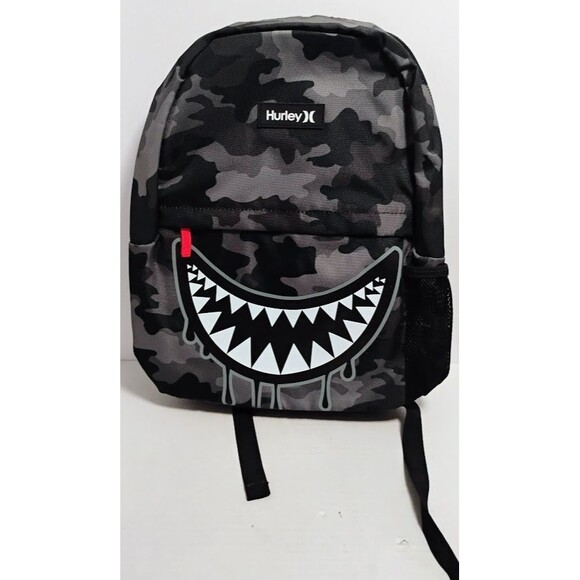 HURLEY MENS 15” SHARK BITE BACKPACK GREY CAMO NEW NO TAGS NEVER USED - Picture 1 of 5